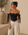 Satin Lace-Up Corset Top