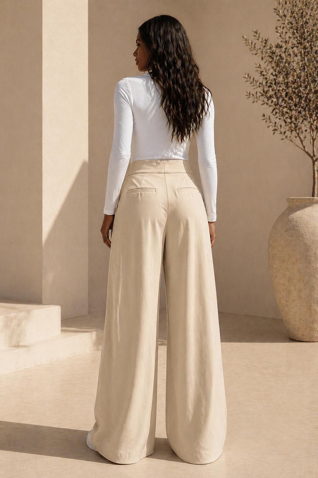 High Waist Structured Wide Leg Pants