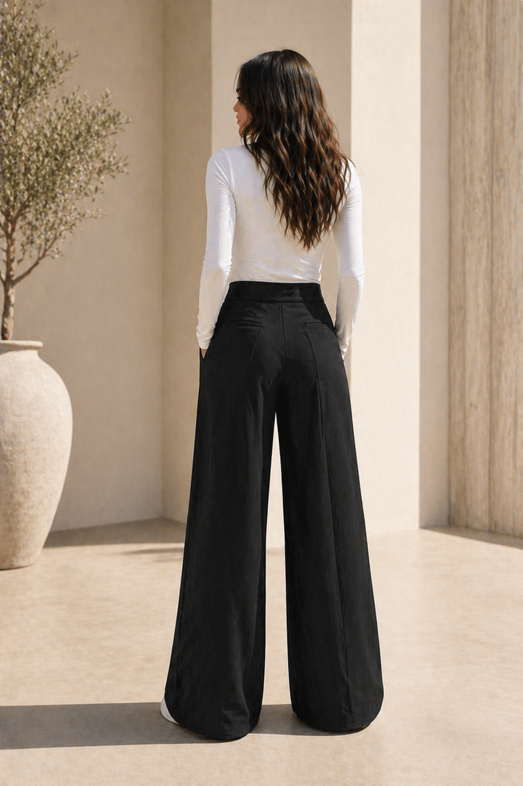 High Waist Structured Wide Leg Pants