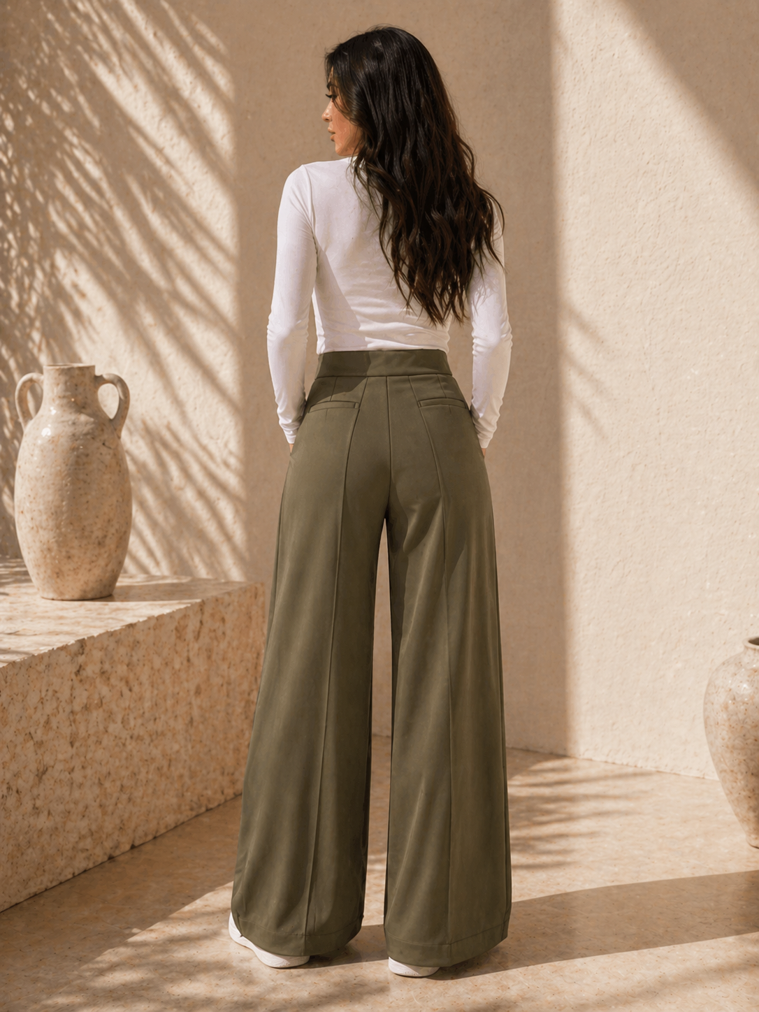 High Waist Structured Wide Leg Pants