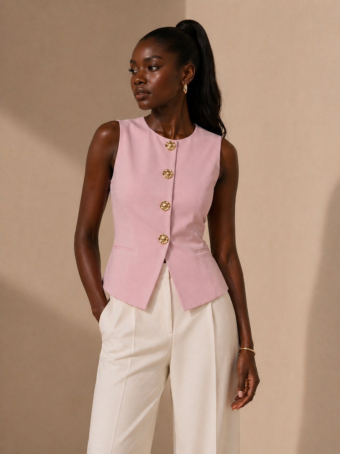 Tailored Sculpt Button Vest