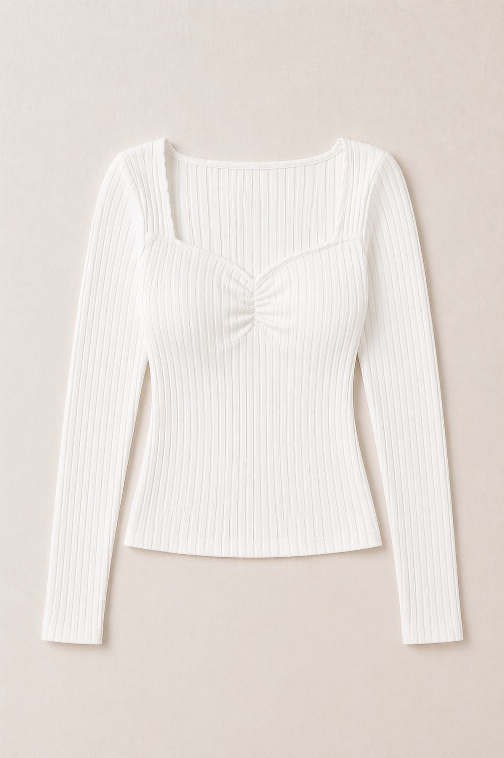 Ribbed Long Sleeve Top – Sculpting Fit Knit Shirt