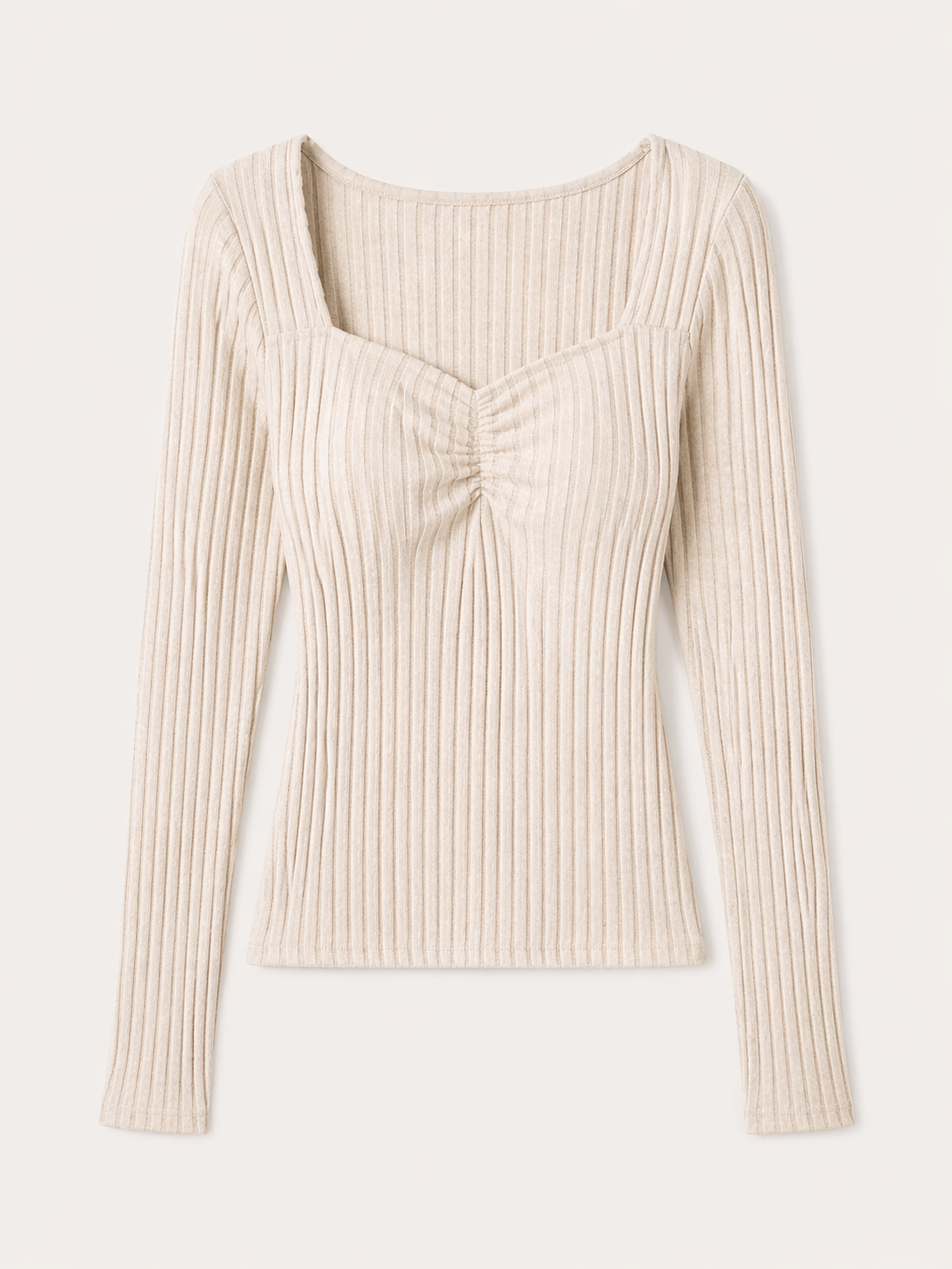 Ribbed Long Sleeve Top – Sculpting Fit Knit Shirt