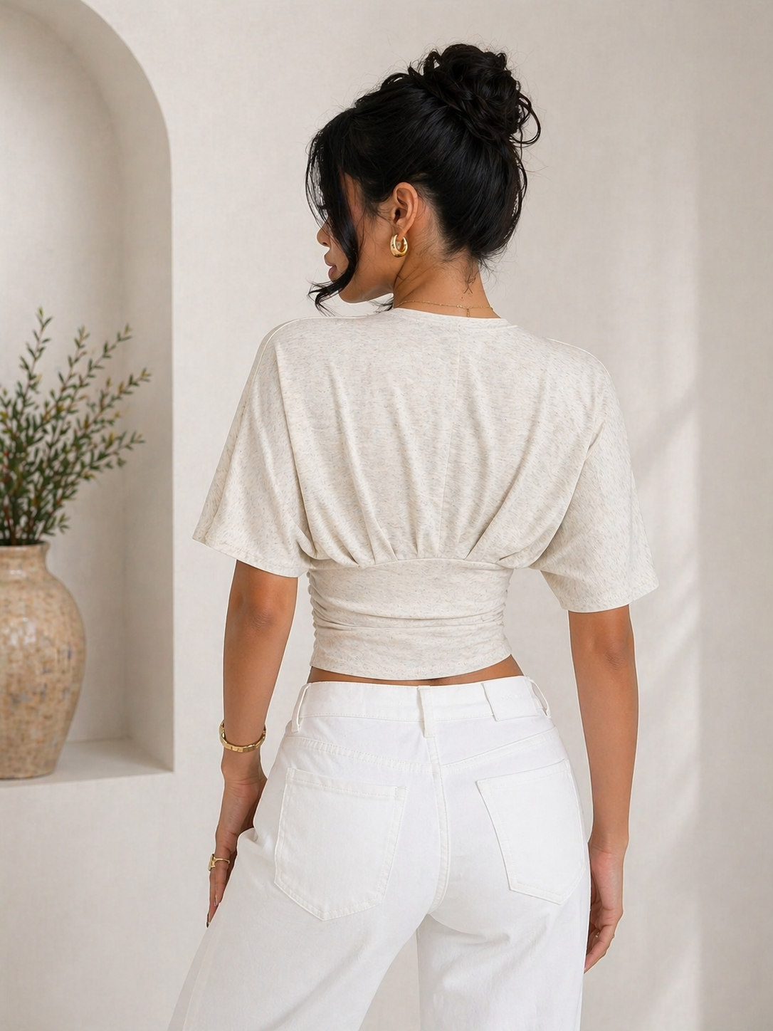 Soft Ruched V-Neck Top