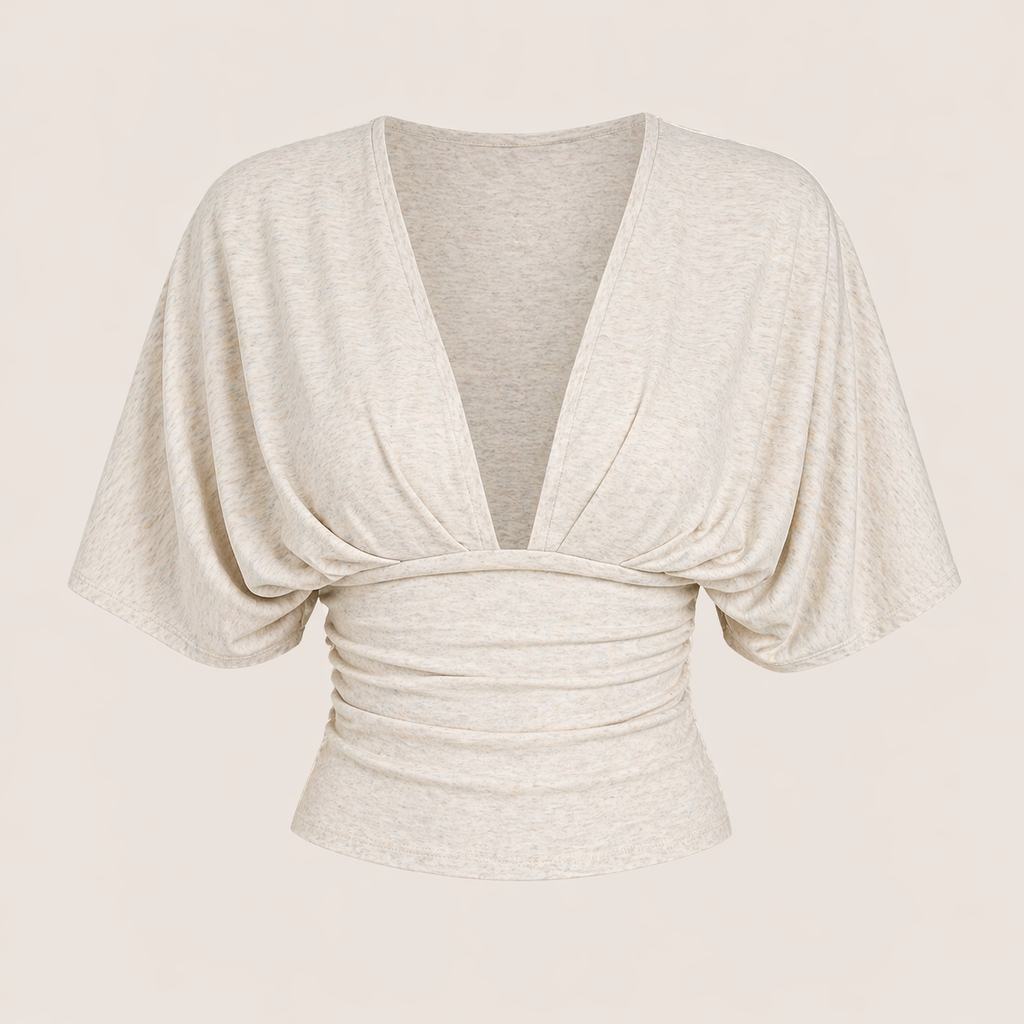 Soft Ruched V-Neck Top