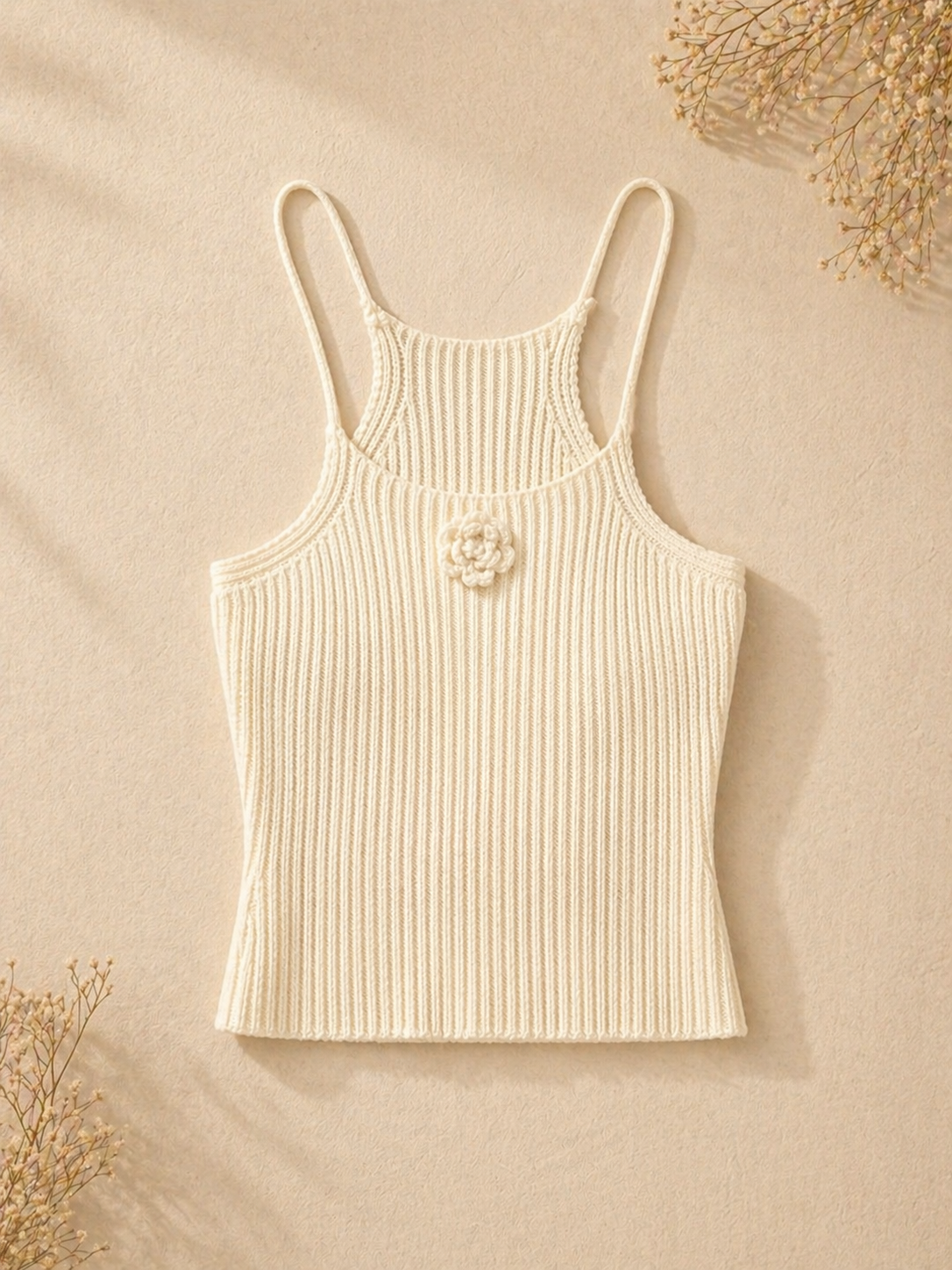 Soft Bloom Knit Halter Top