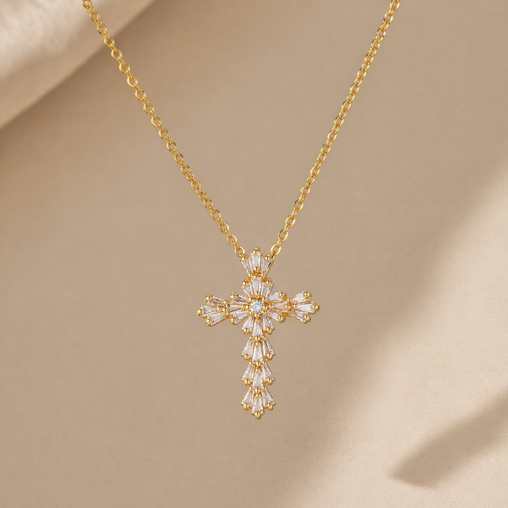 Radiant Cross Crystal Necklace
