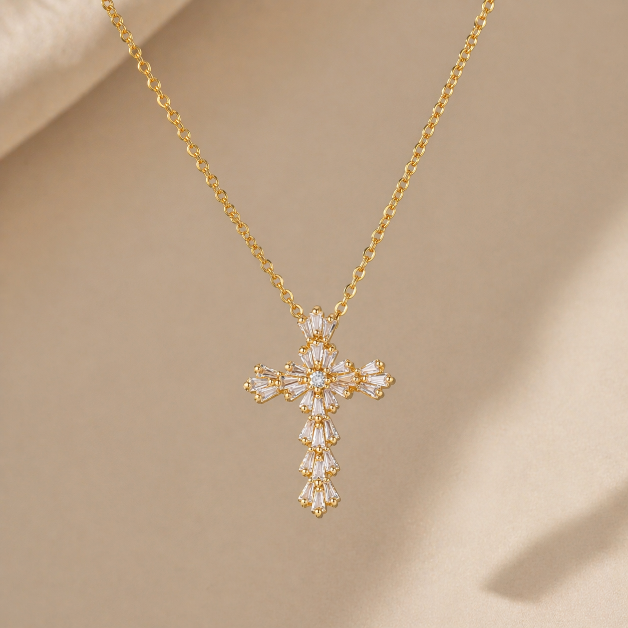 Radiant Cross Crystal Necklace