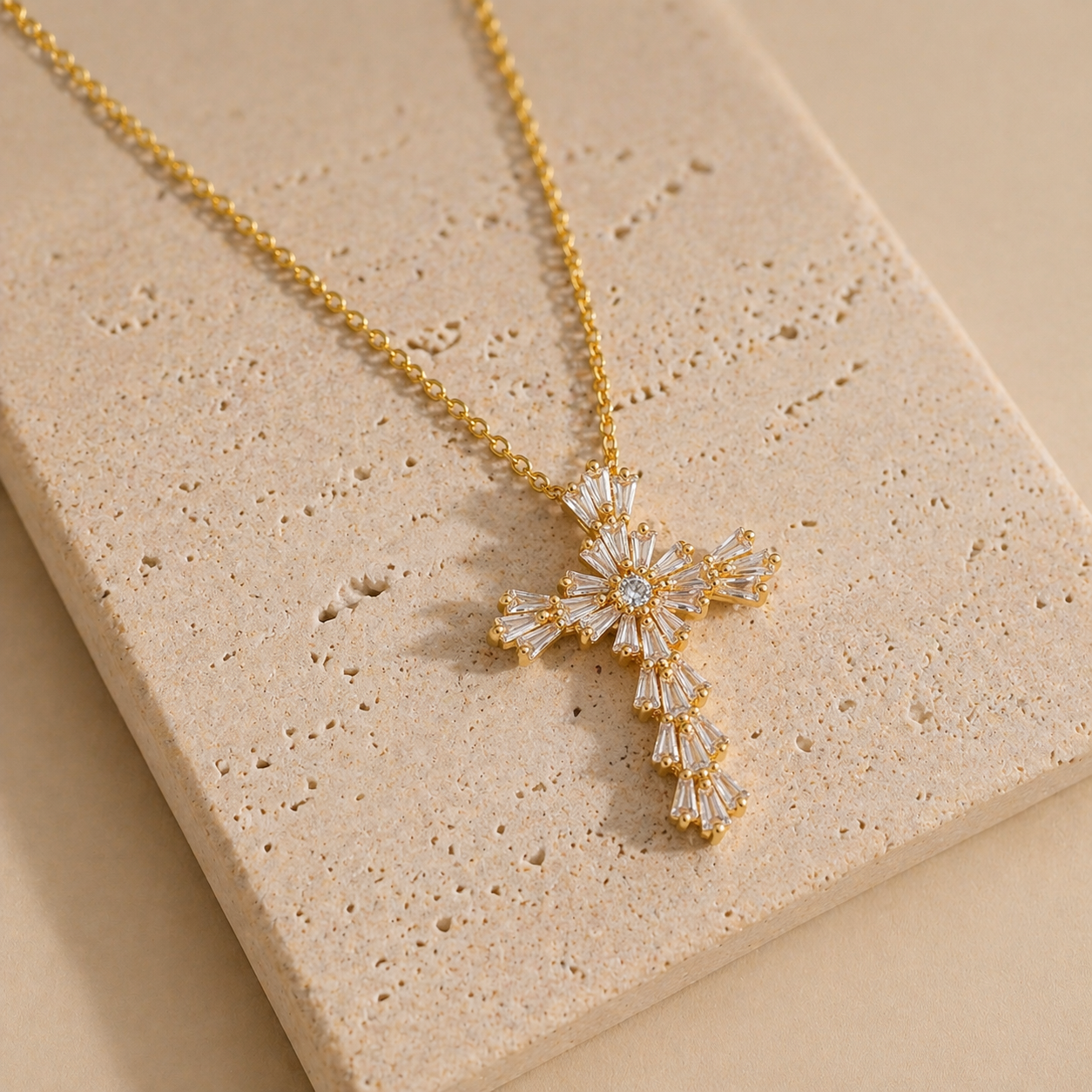 Radiant Cross Crystal Necklace