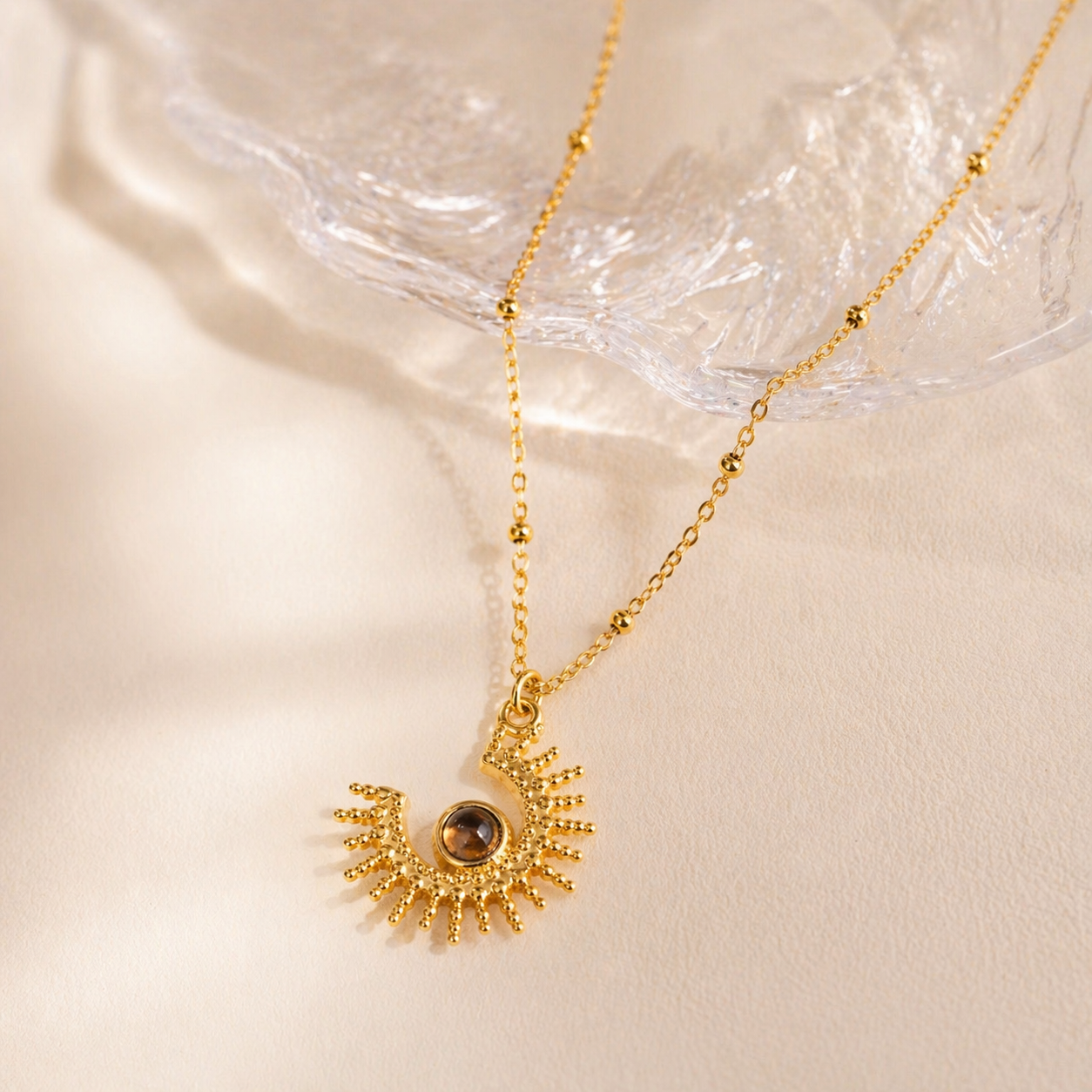 Golden Eye Moon Necklace