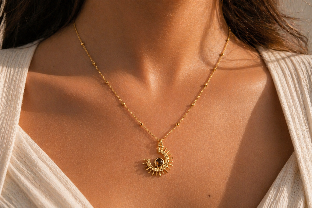 Golden Eye Moon Necklace