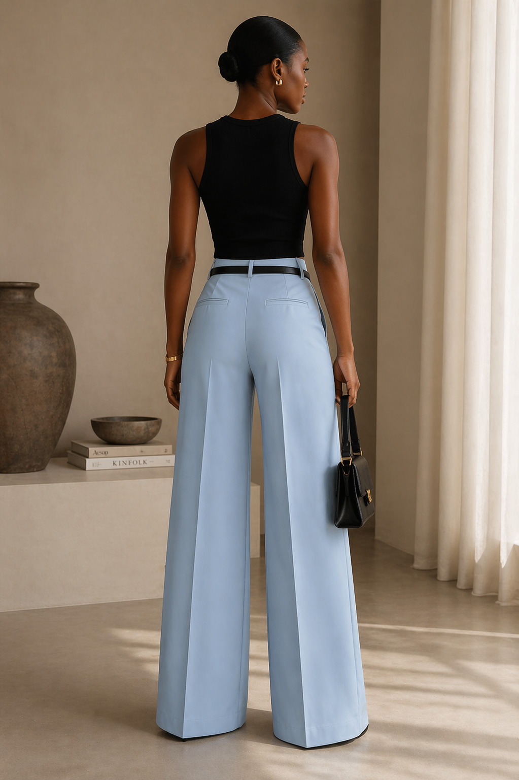 High Waist Tailored Wide Leg Pants