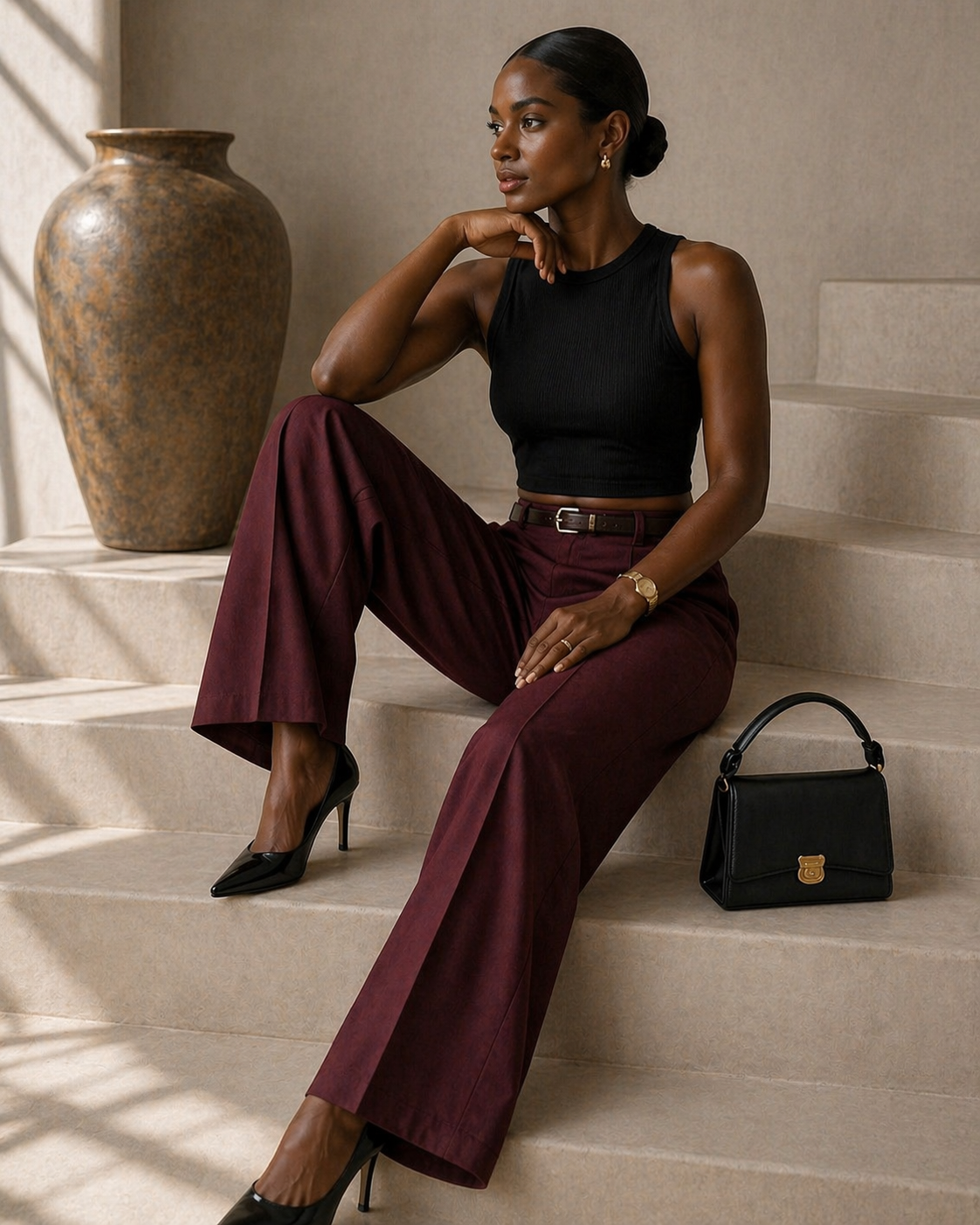 High Waist Tailored Wide Leg Pants