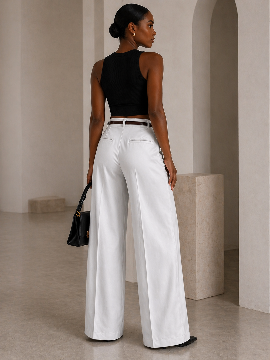 High Waist Tailored Wide Leg Pants