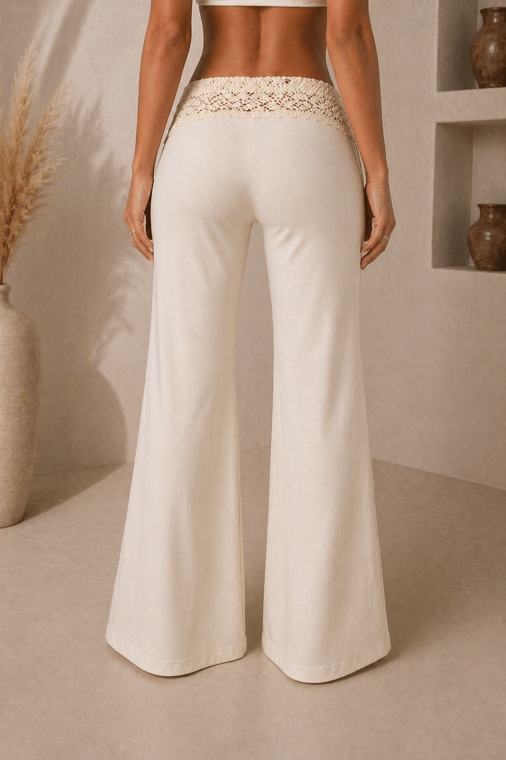 Boho Lace Waist Flared Pants
